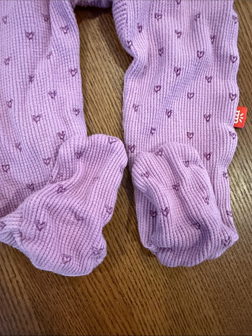 Magnetic Me Purple Footed One-Piece with Tiny Heart Print